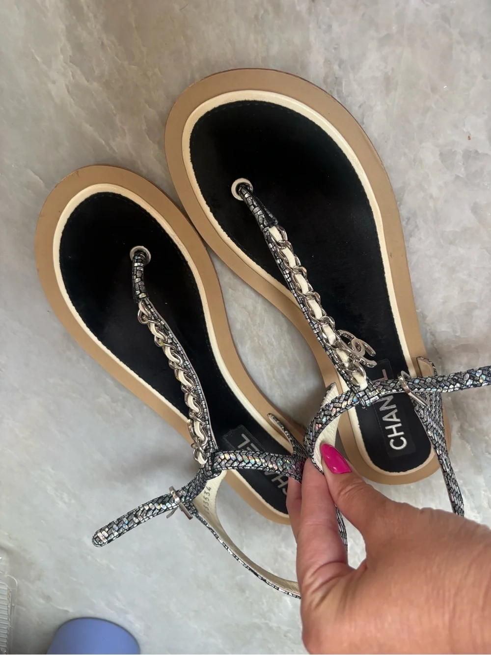 Chanel sz 39.5 thong flip flop sandals flats